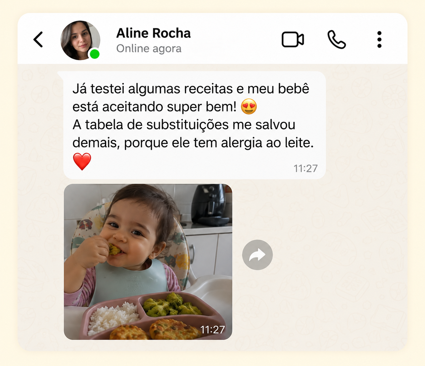 Depoimento de Aline sobre o Cardápio Bebê Comilão