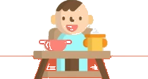 Ilustração de bebê na cadeira de papinha