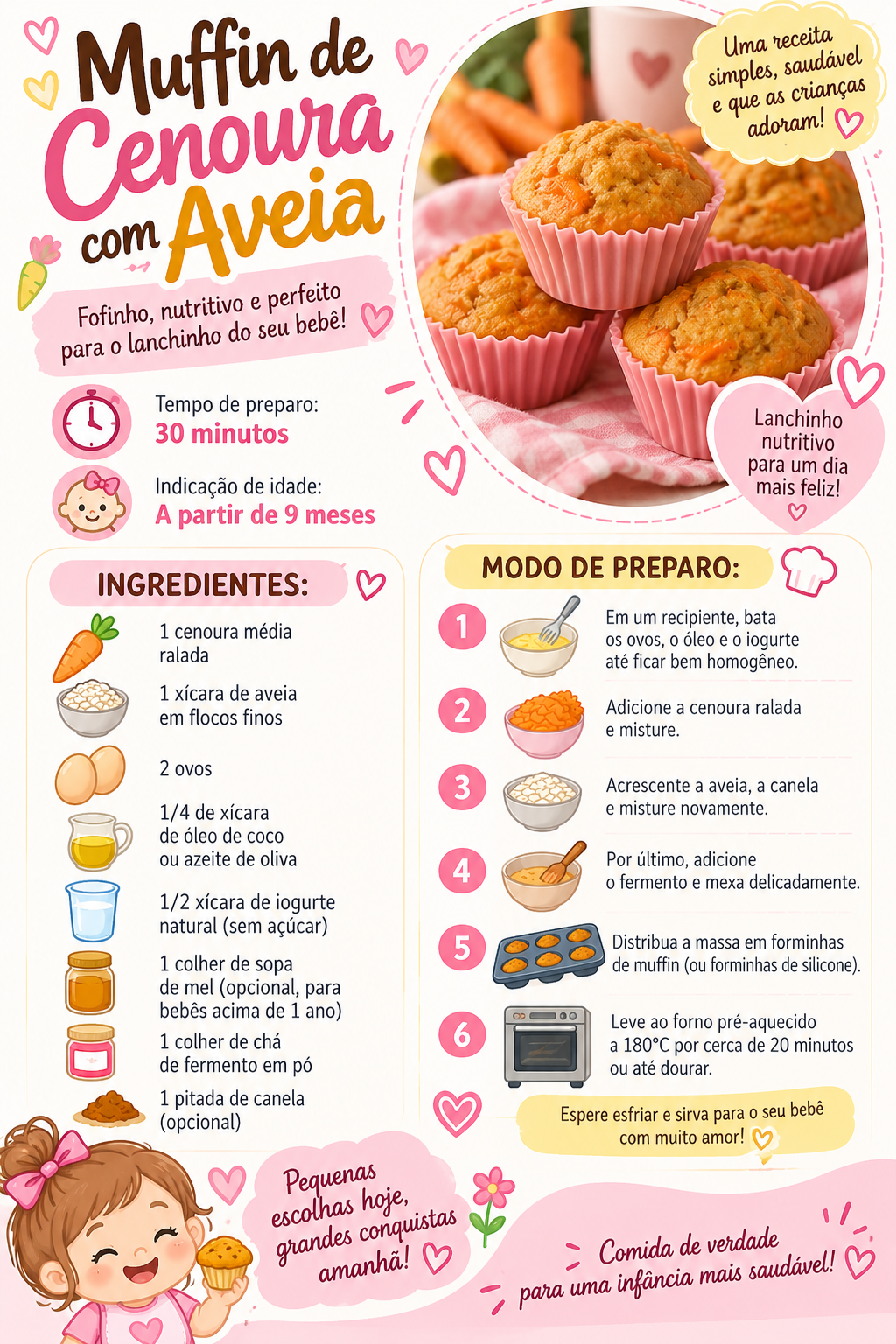 Receita de muffin de cenoura com aveia