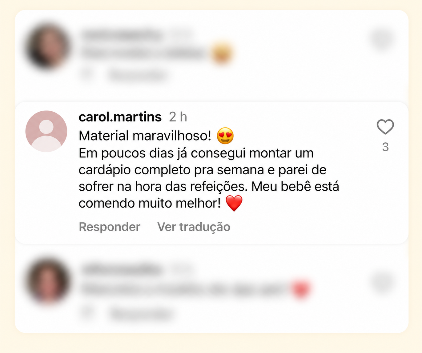 Depoimento de Carol sobre o Cardápio Bebê Comilão