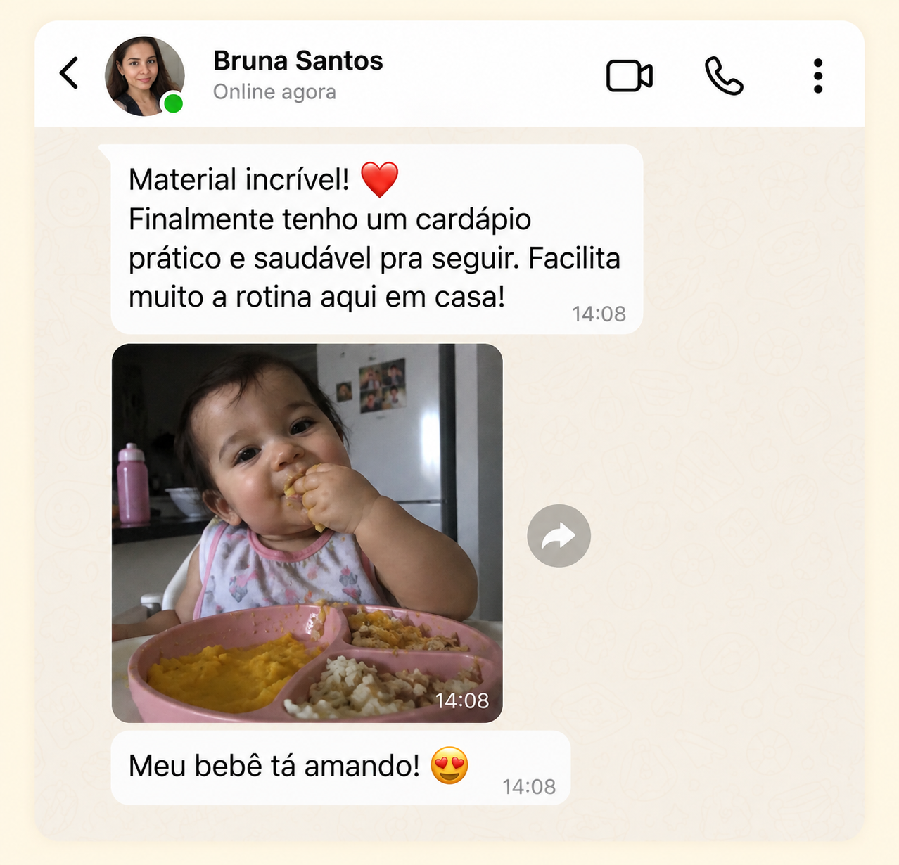 Depoimento de Bruna sobre o Cardápio Bebê Comilão