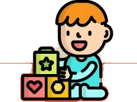 Ilustração de bebê brincando com blocos