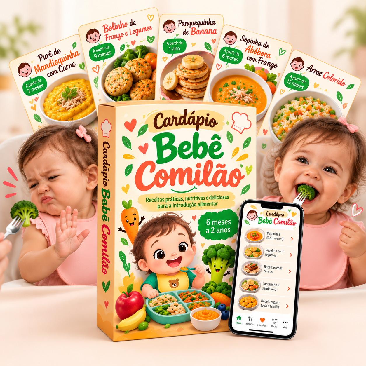 Cardápio Bebê Comilão com receitas e aplicativo